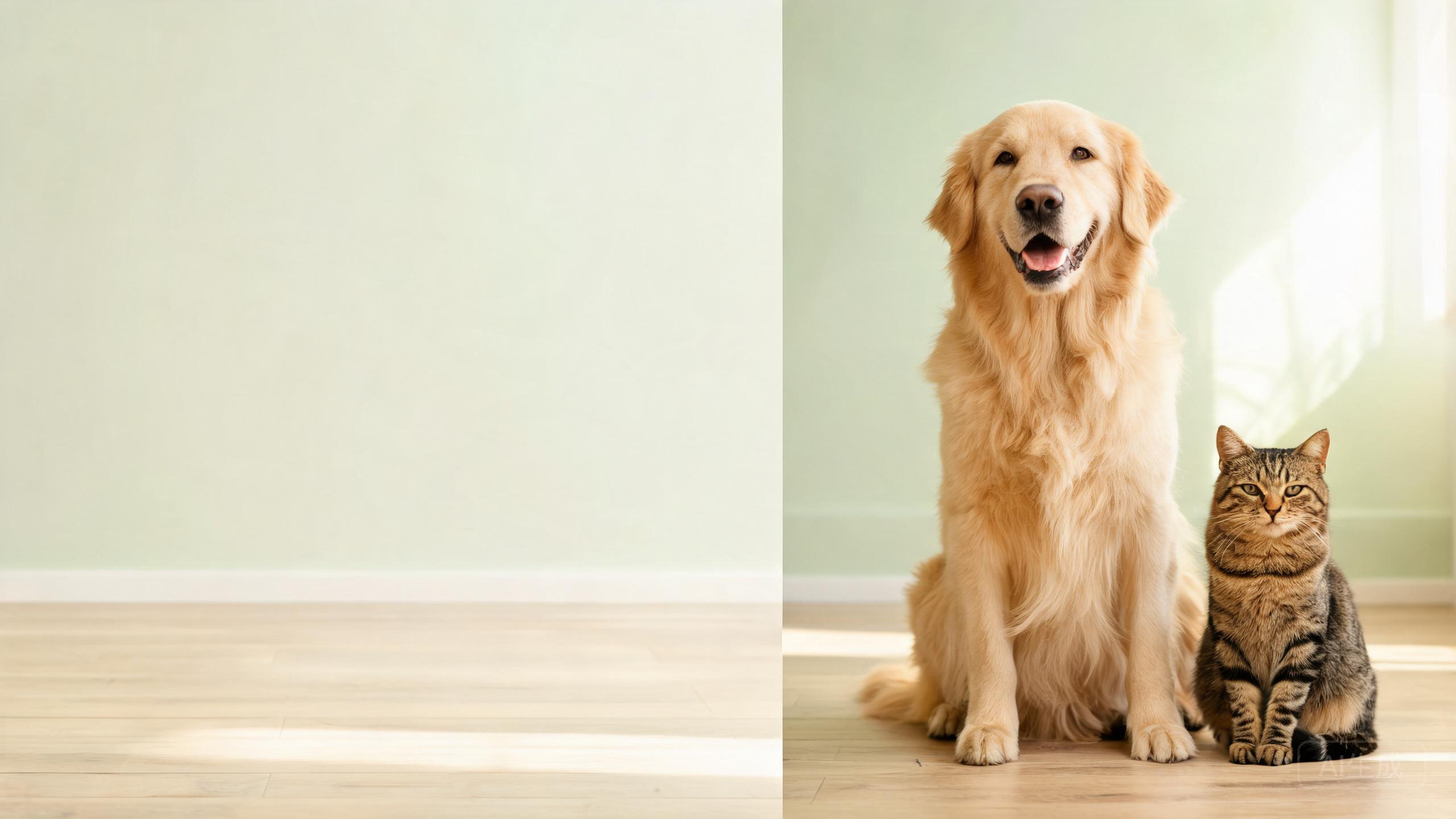 A happy dog and cat relaxing together